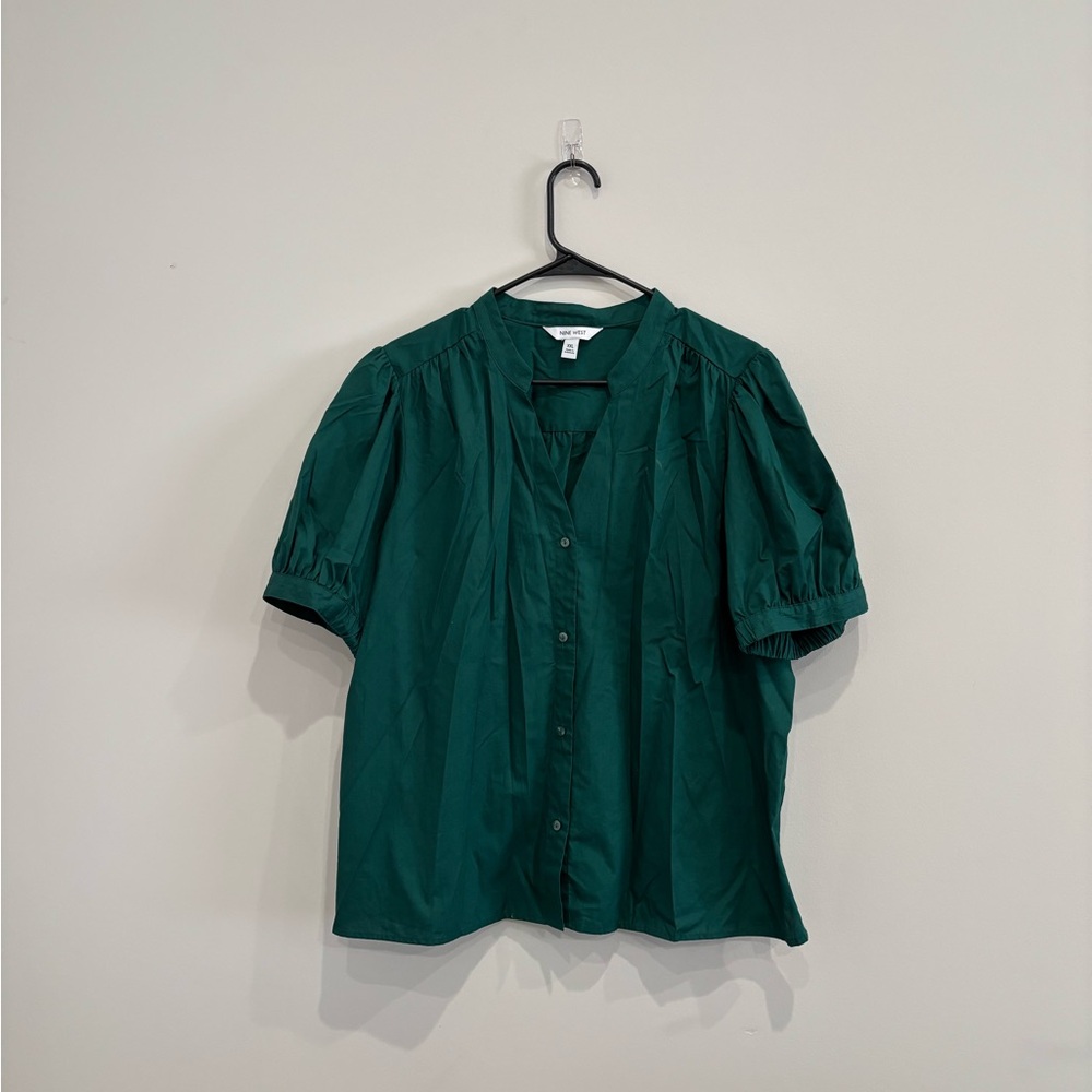 Nine West Green Puff Sleeve Blouse